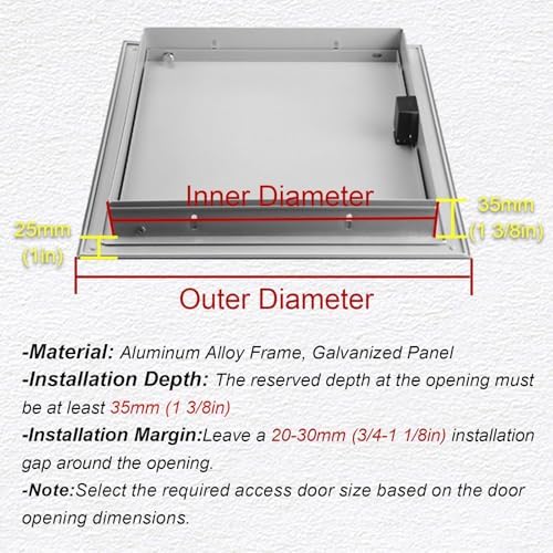 Insulated Waterproof Galvanized Access Panel, 10x12in Decorative Wall Cover Plate for Showers, Spring-Fit Square Access Door, Durable Metal Wall Hole Cover