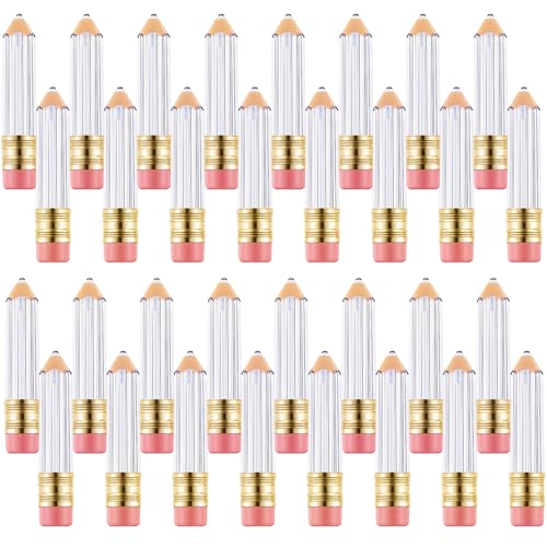 Blulu 24 Pcs 5 ml Pencil Lip Gloss Tube Empty, Gift for Back to School Teacher Appreciation Gifts Bulk, Pencil Lip Gloss Container Clear Refillable Tube for Women DIY Cosmetics