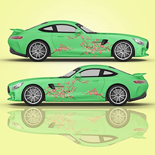 Image of 2PCS Cherry Blossom Car Livery, Japanese Theme Side Car Vinyl Livery, Universal Size, Large Vehicle Graphics, Car Livery (10)