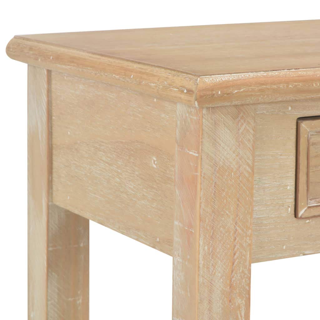 Consola clásica 110 x 35 x 80 cm, mesa auxiliar de madera de pino y MDF con 2 cajones y estantes, aparador para pasillo y salón, color madera natural