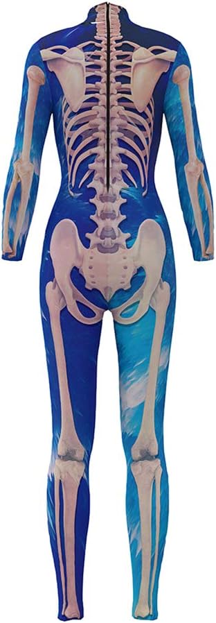 Honeystore Women's Skeleton Print Jumpsuit Costume 3D Stretch Bodysuit Cosplay - Image 2