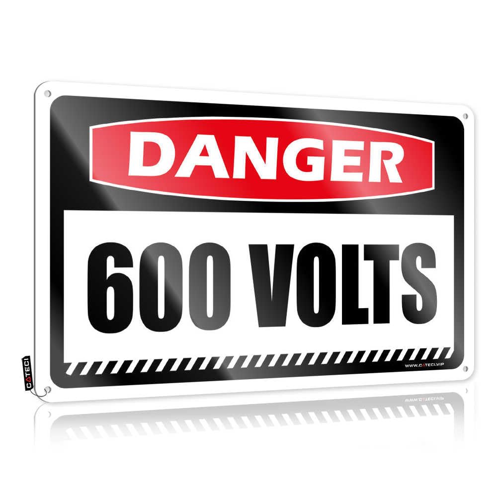 IBWNBBUSN Metal Signs Funny Danger 600 Volts Tin Sign Funny Garage Bar Signs Tin Sign Wall Decor(30X40CM)