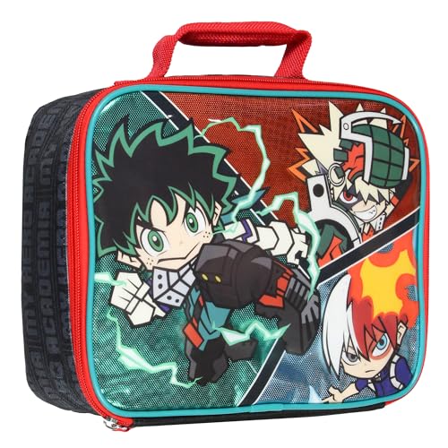 Bioworld Lancheira My Hero Academia Chibi Deku Shoto e Bakugo Anime Mangá Lancheira 25,4 cm