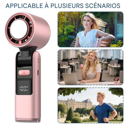 Ventilador de bolsillo contra el calor extremo con batería duradera y panel LED 5