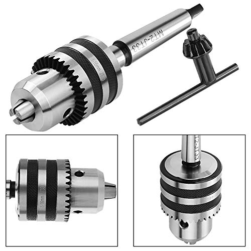 Acrux7 1/32\"- 5/8\" MT2 Drill Chuck for Lathe, JT33 Drill Chuck with Morse Taper 2 Arbor & Chuck Key