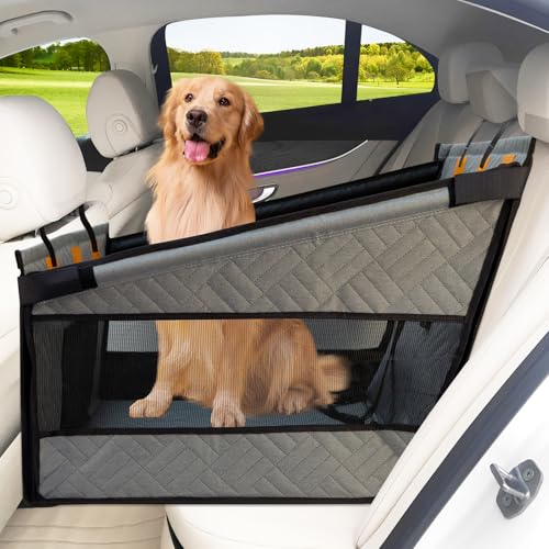 LIROPAU Extra Stabiler Hunde Autositz, Verstärkter Hundesitz Auto für Mittlere und Großer Hunde, Wasserdichter Rutschfester Haustierautositz Kratzfester Mit 3 Befestigungsgurten