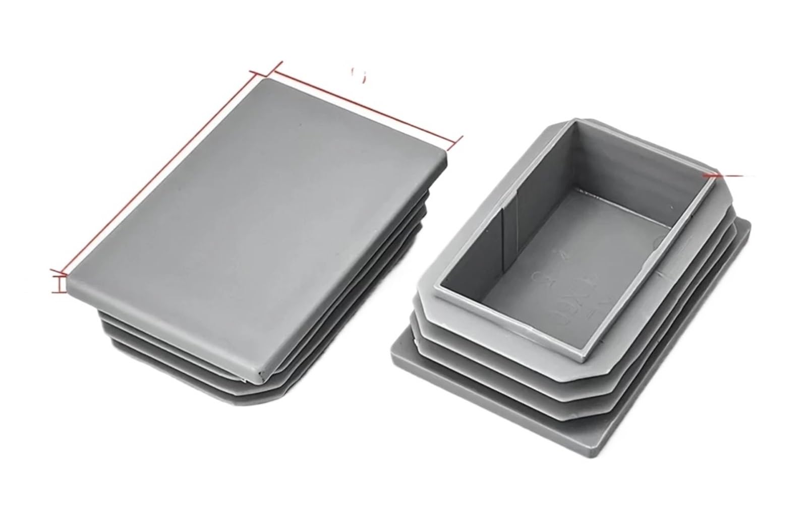 Dasjkdi Grey 60Mmx40mm Plastic Rectangle/Square/Round Blanking End Caps Tube Pipe Inserts Plug Stopper For Plumbing Systems(Grey 60Mmx40mm)