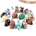 15pcs Sculpture Natural Stone Healing Crystal Pendant Beads Carved Skull Bear Animal Shape Making,Butterfly 18x22