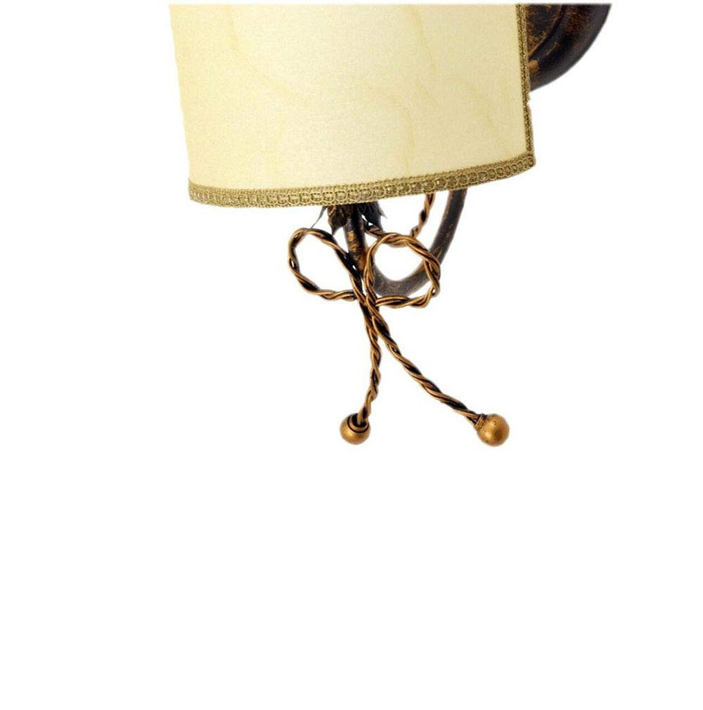 Ilab - Aplique de 1 luz de hierro forjado con lazo, pantalla de pergamino, 1 bombilla E14 con casquillo pequeño máx. 40 W (no incluida), medidas: ancho: 17 cm, altura: 40 cm, profundidad: 22 cm