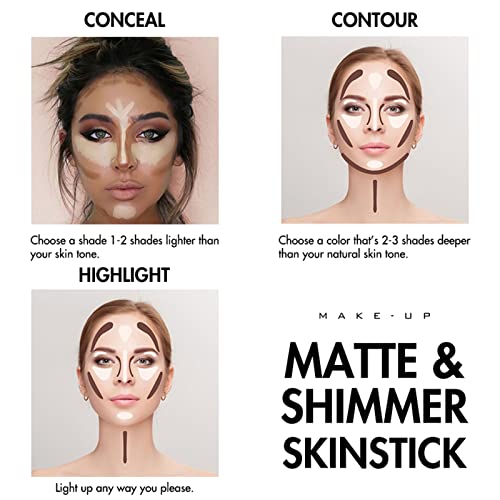 Highlight Contour Stick, Body Makeup Shading Stick, Face Highlighters Sticks, Concealer Contour Highlighter Stick,Cruelty Free Makeup, Face Concealer Contouring Sticks Cream (204#) #TOP3