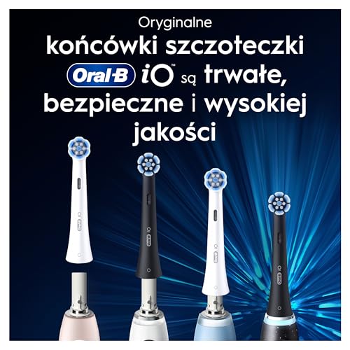 Oral-B iO Gentle Care Black Oryginalne wymienne okrągłe końcówki szczoteczek, włókna pod kątem do lepszego usuwania płytki bakteryjnej,końcówka z miękkimi włóknami,do nadwrażliwych dziąseł,Oral-B iO,8