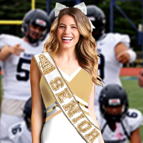 Senior Cheerleader Sash Gold - PREMIUM GRADE SATIN Ribbon Edge Sashes - High School Cheer Squad Gifts3