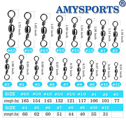 Image of AMYSPORTS High Strength Fishing Swivels Barrel Solid Ring Barrel Fishing Swivel Rolling Fishing Tackle Line Connector Saltwater Freshwater Stainless Steel Accessories