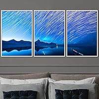 3 Piece Framed Canvas Wall Art Starry Sky Canvas Prints Home Artwork Decoration for Living Room,Bedroom - 16