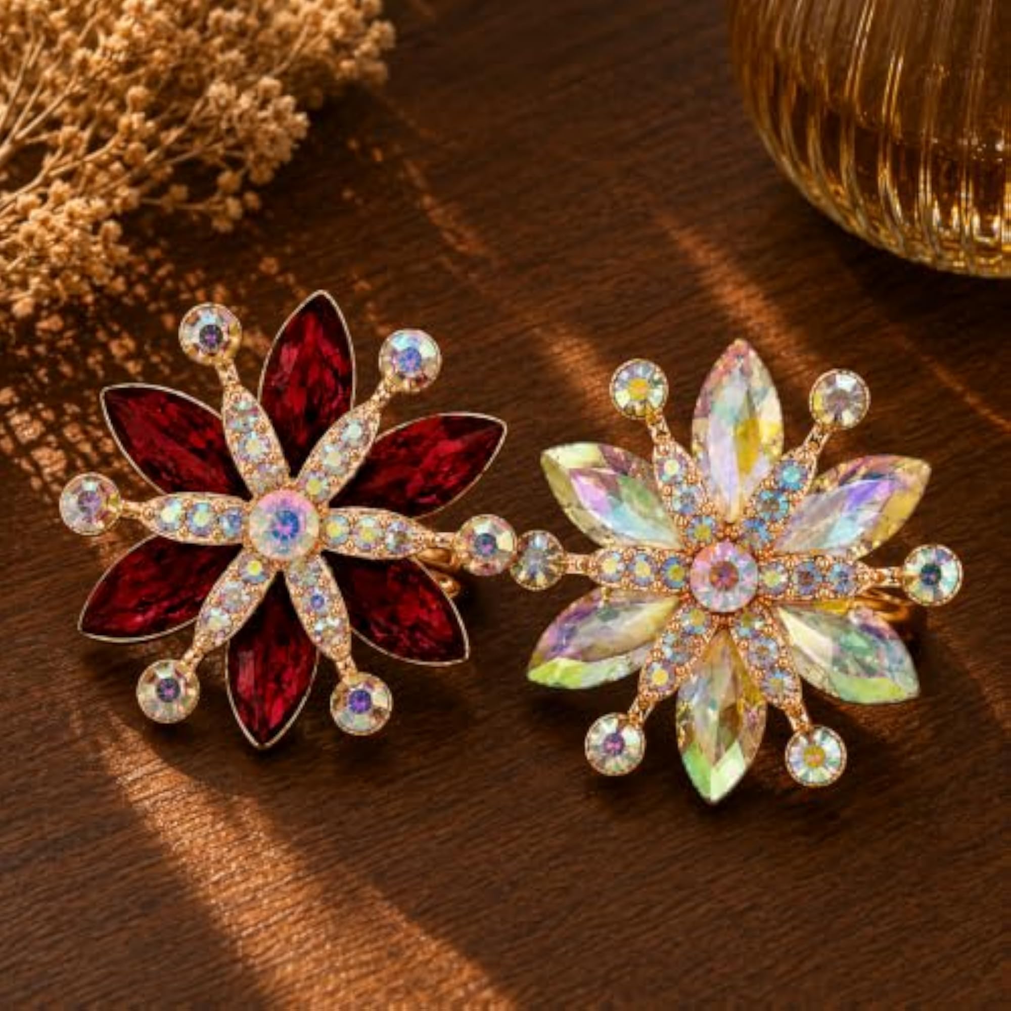 2pc Floral Cocktail Rings Combo, Vintage Statement Design