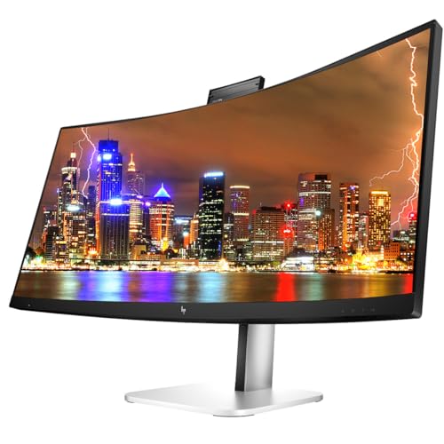 Image of HP Series 5 Pro 34-inch 534pm Curved 2K WQHD 1440P Conferencing Monitor, 2-Pack - Webcam, Mic, Speaker, DisplayPort, USB Hub, Daisy Chain Bundled with Desk Mount Stand & USB-C Multiport G5 Dock