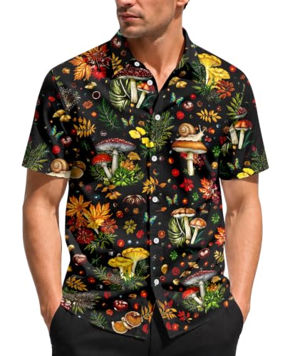 Image of 99TIMORO Horror Movie Men's Halloween Button Down Shirts Short Sleeve Top