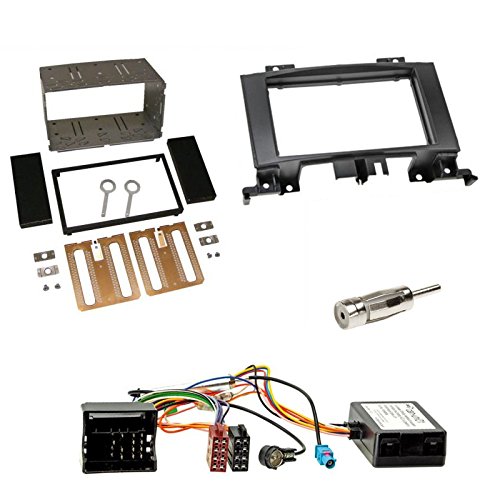 Einbauset: Autoradio Doppel-DIN 2-DIN Blende Einbaurahmen Radioblende schwarz + CAN-Bus Quadlock Interface Radio Adapter Fakra Adapterkabel für VW Crafter ab 04/2006 (2EC1/2EC2/2EKE1/2EKE2/2EKZ)