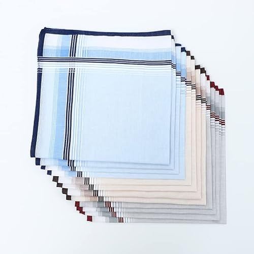 Soft Cotton Handkerchiefs For Men With Elegant Pattern In Assorted Color, 16 Inches Large Hankies, Pack Of 12 #TOP3