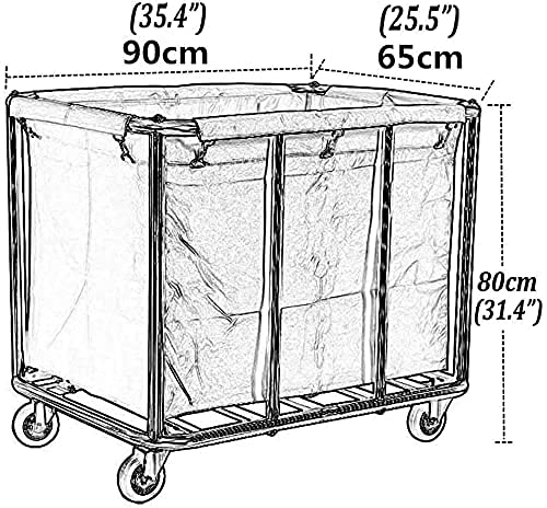 DFEDHF Shelf Kitchen Movable Trolleys Heavy Duty Laundry Service Cart with Locking Wheels Stainless Steel Home Laundry Sorter Trolley for Hotel Restaurant Warehouse/Brown