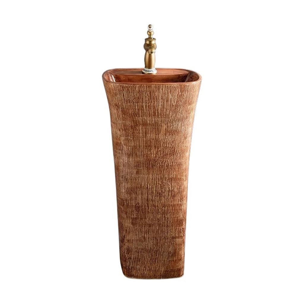 AYCDL Pedestal Sink Outdoor Column Wash Basin Courtyard Floor-Standing Wash Basin Balcony Column Basin Bathroom Pedestal Sink