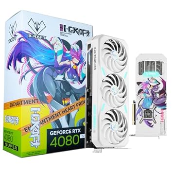 maxsun Geforce RTX 4080 Super iCraft ACGN Edição Limitada OC 16GB GDDR6X Placa de Vídeo GPU para Jogos de Computador PC HDMI2.1 DLSS 3.5 PCIE4.0 X16 Branco Anime GPU