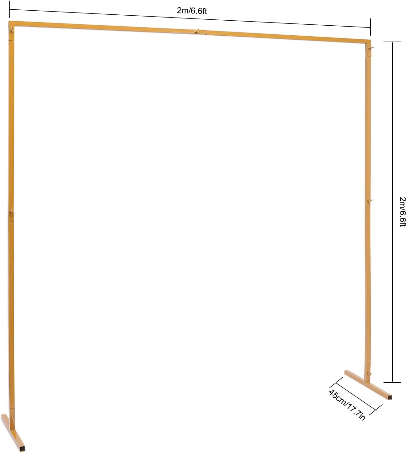 6.6ft Square Balloon Arch Frame, Portable Backdrop Stand Duty Garden Trellis, Garden Arbor for Climbing Plant Outdoor&Indoor, Wedding Decorations Ceremony Props Arch Stand for Birthday Parties(Yellow)