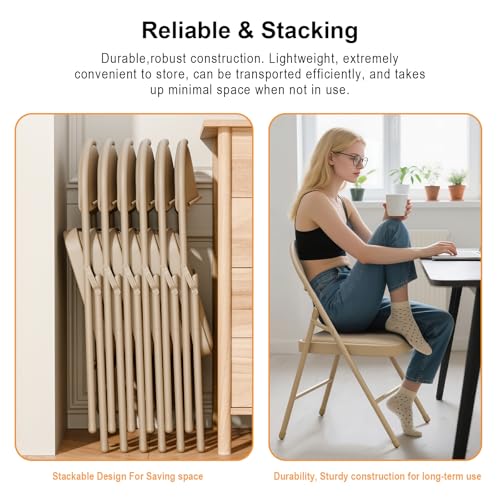 Image of 30 Pack Khaki Folding Chairs with Padded Cushion and Metal Frame