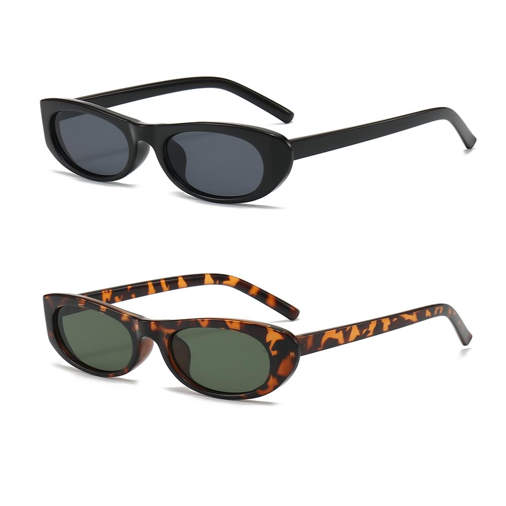 OZPYKAE Small Oval Sunglasses Retro Narrow Oval Sunglasses for Women Men UV400 Protection Sun glasses