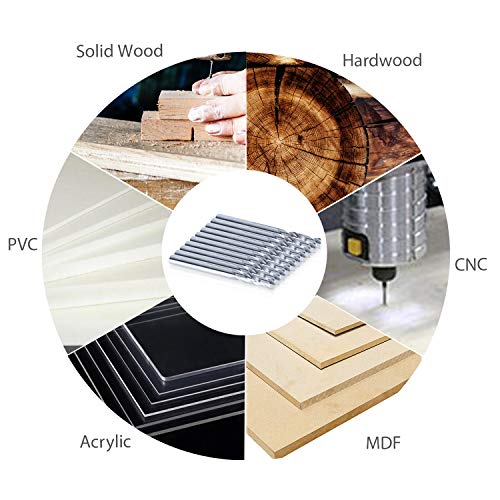 Hqmaster Cnc Router Bits 1/8" End Mill Spiral Upcut Milling Cutter Tungsten Steel Cutting Tool Set Board Wood Plywood 10 Pack #TOP2