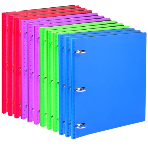 Image of WOT I 12-Pack 1 Inch Telescoping 3 Ring Binder, Expandable Flexible Binder - Patented Design for Easy Portability, Holds 8.5 inchx11 inch Paper, Assorted Colors, School Office Supplies