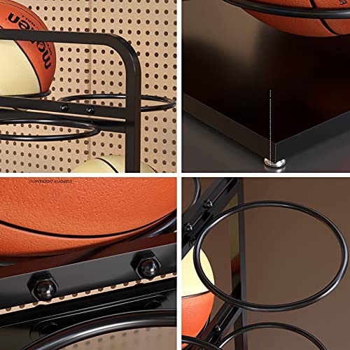 Ballenrek Basketbal Voetbal Houder 5-laags dubbelzijdig basketbalopslag metalen rack, grote capaciteit Sportbalhouders… - Image 5