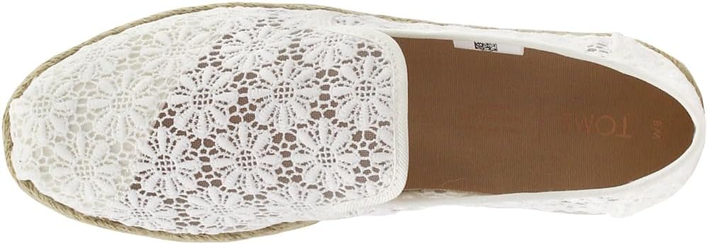 TOMS Womens Alpargata Floral Lace Slip On Flats Casual - White 6 Natural Floral Lace