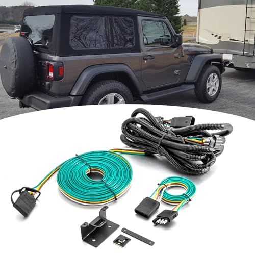 Wsays Custom Towed-Vehicle RV Trailer Wiring Harness with Plug & Play Connector, Standard 4-Flat...