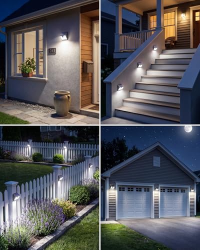 Image of Peasur 2 Pack Solar Lights Outdoor Motion Sensor, 140 LED Solar Powered Fence Wall Light Waterproof, 3 Modes Solar Security Lighting for Outside Yard Deck Garden Stair Step