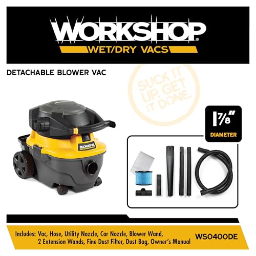 image for WORKSHOP Wet/Dry Vacs Shop Vacuum WS0400DE 4-Gallon 6.0 Peak HP Portab