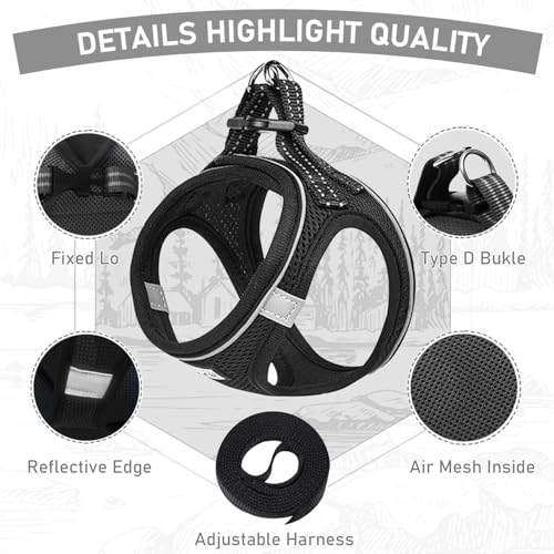 LdevotionR Cat Leash and Harness Cat Harness and Leash Escape Proof for Walking Travel Outdoor Soft Adjustable Vest Harnesses Cat Harness Escape Proof for Small Medium Large Cats, Kitten(Black - M) - Image 4