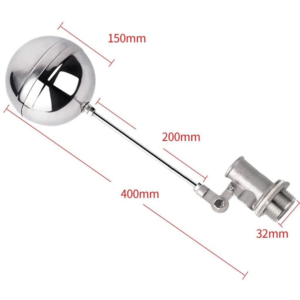 Válvula de flotador para depósito de agua, Válvula de flotador acero inoxidable 1/2", 3/4" y 1", for tanque agua fría caliente(1")