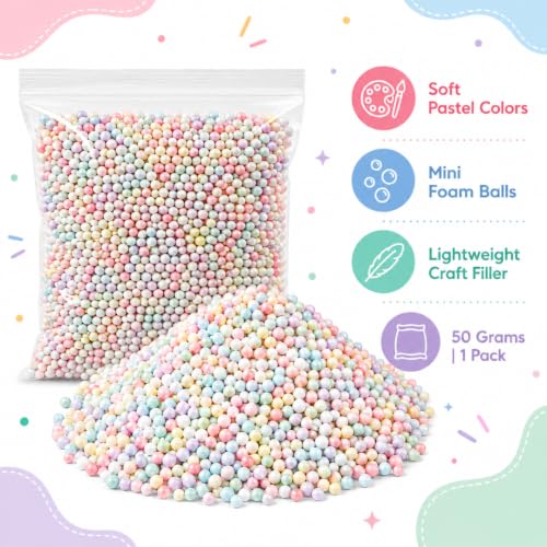 Image of Wanna Party Multicolour Mini Foam Balls Pack, Pastel Foam Beads for Pinata Fillers, Goodie Bags, Return Gifts, Slime Making, Art & Craft Projects and Gift Packing