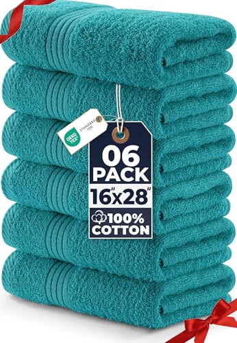 Utopia Towels - Premium Handtücher - 100% gekämmte, ringgesponnene Baumwolle, ultraweich und sehr saugfähig, Dicke Handtücher 41 x 71 CM's, hochwertige Handtücher (6er-Pack, Türkis)