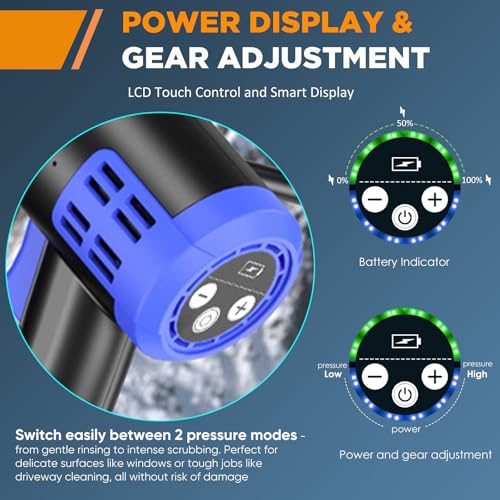 Cordless Pressure Washer with Battery& 6 in 1 Nozzle, 2600mAh Battery-Operated Portable Brushless Power Washer with 5M Hose, Adjustable Foam Cannon, Storage Box, Jet Wash Tool for Patio/Car/Garden - Image 3
