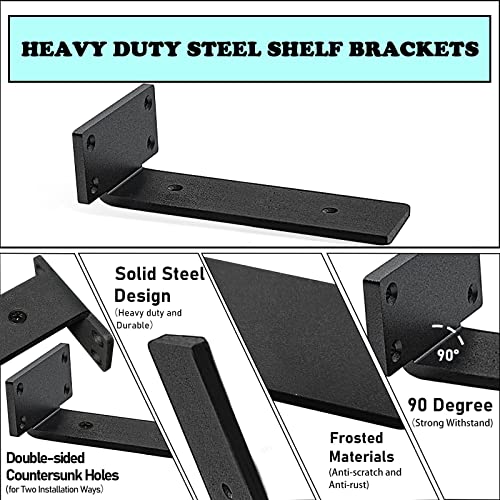 Ymdparts L SHELF BRACKETS 6 INCH Floating Shelf Brackets Heavy Duty - 1/5 Inch Thick Industrial Black Metal L Brackets, Premium Solid Steel Shelf Supports For Shelves thumb #2