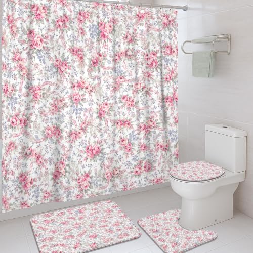 Rideau de douche imperméable anti-éclaboussures 183x183cm et tapis - 2