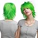 S-noilite Unisex Short Green Wig Women Men's Short Layered Fluffy Spiky Wigs with Bangs Straight Synthetic Hair Full Wigs for Halloween Cosplay Costume Comic-cons Anime Party Green