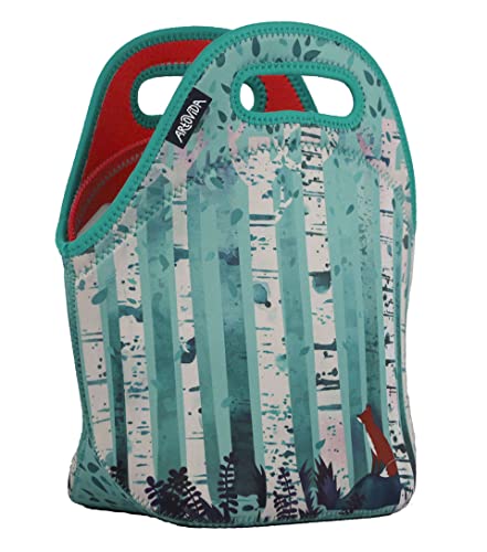 Artovida Artists Collective Insulated Neoprene Lunch Bag With - Design by Michelle Li Bothe (Germany) Birches - Washable Soft Lunch Tote for Work and Picnic - Classic