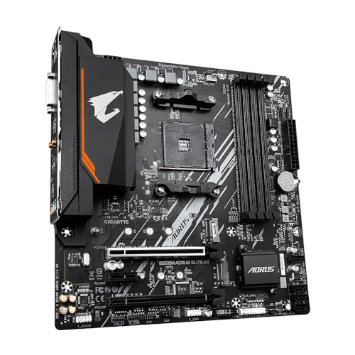 B550M AORUS ELITE AX - Supporta CPU AMD Ryzen 5000, 5+3 fasi Pure Digital VRM, fino a 4733 MHz DDR5 (OC), 1xPCIe 4.0 M.2, Wi-Fi 6E, GbE LAN, USB 3.2 Gen 2 - Scheda madre - Immagine 2