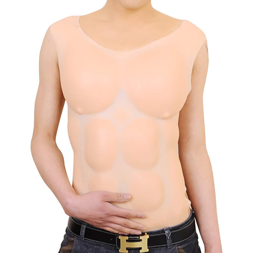 Silicone Fake Chest Muscle Vest - Realistic Silicone Fake Muscle Fake Chest Muscles Belly - Artificial Simulation Muscles for Men's Cosplay Masquerade Costume