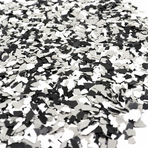 ONTWIE 900G Chips de Color Decorativos Epóxico para Suelos, Copos para Pintura de Garajes, Pintura para Concreto, Epóxido para Suelos en Garaje, Copos para Bricolaje (Negro, Gris Claro, Blanco)