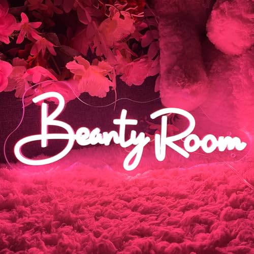 Image of Beauty Room Neon Sign For Spa Beauty Room Nail Brows Lashed Salon Studio LED Wall Art Decor For Business Stores Logo Barber Shops Led Word Indoor Custom Neon Lights 5V USB Powered Peach Pink 40x16.3cm