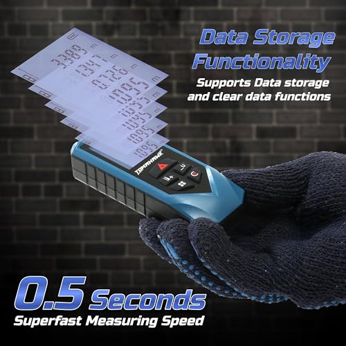 Image of TOMAHAWK TFR 0800 Laser Distance Meter Measurer 262Ft /80M with Area, Volume and Pythagoras Measurement - Water and Dust Resistant Laser Measuring Device (80m Laser Meter)